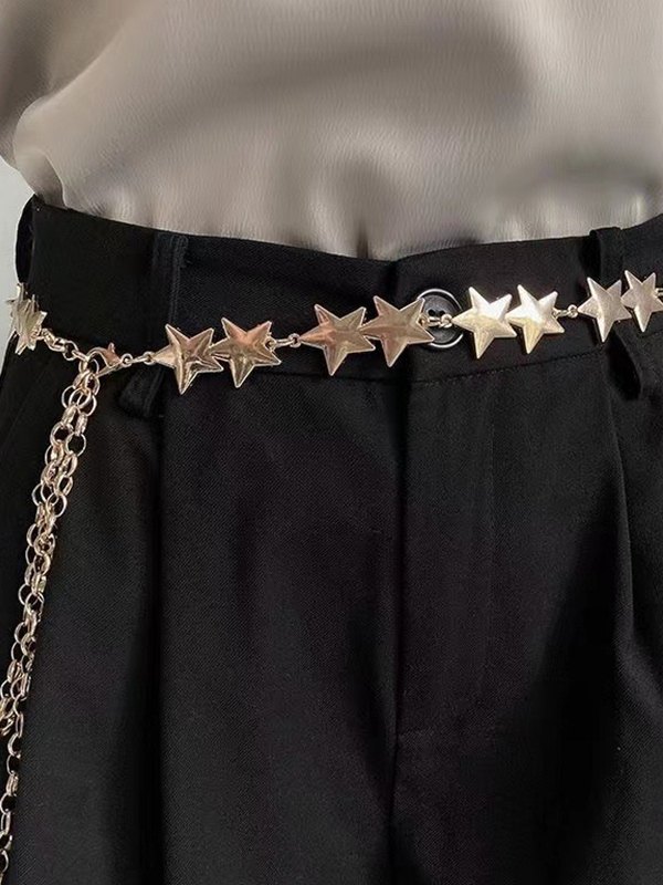 Metallic Star Charm Chain Belt