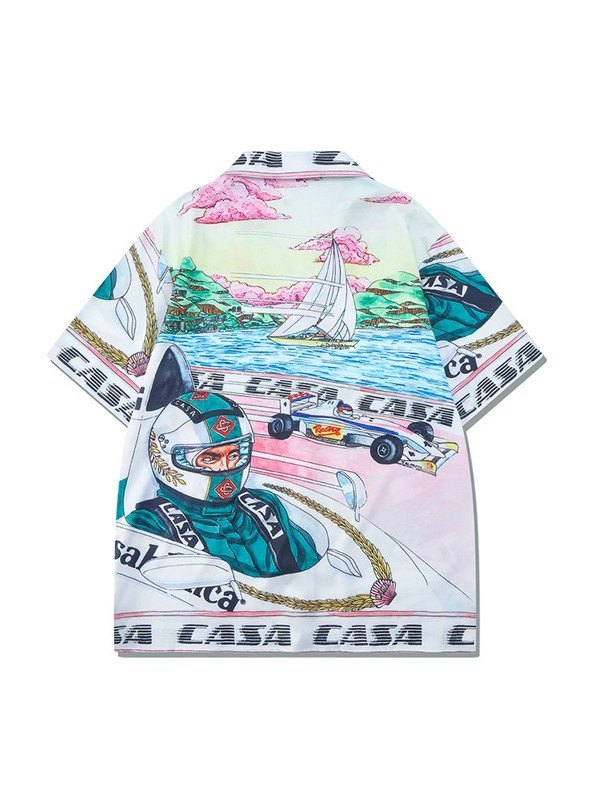 Men’s Vintage Printed Short Sleeve Button Down Shirt