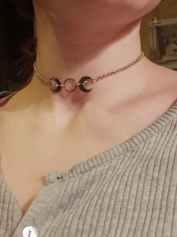 Double Crescent Moon Charm Necklace