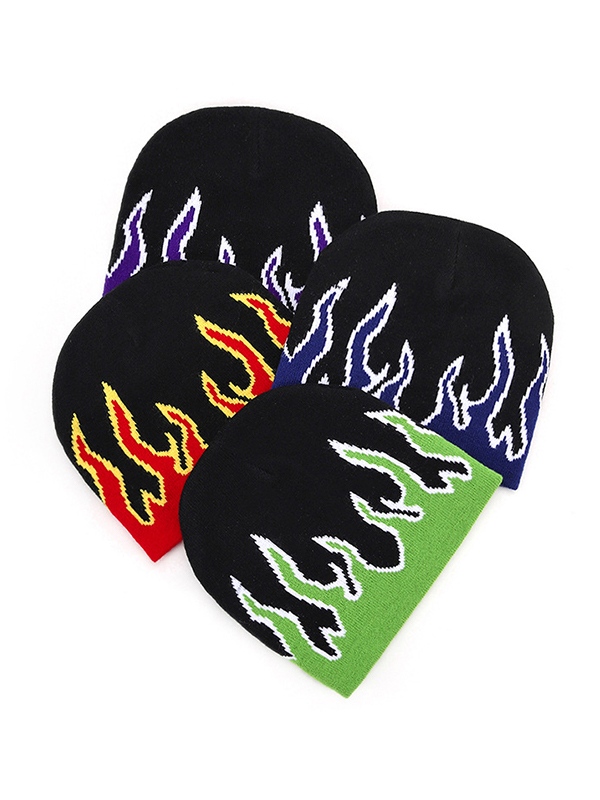 Flame Print Beanie Hat