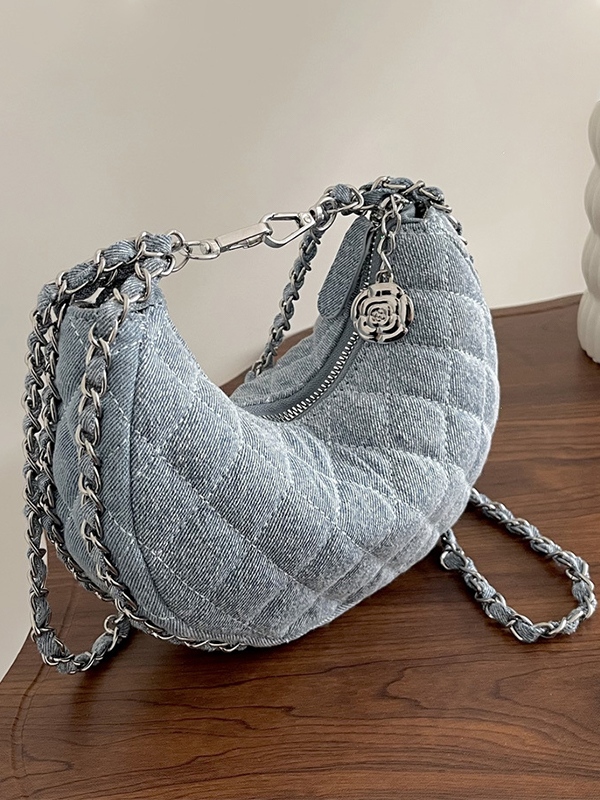 Denim Rhombus Chain Crossbody Bag