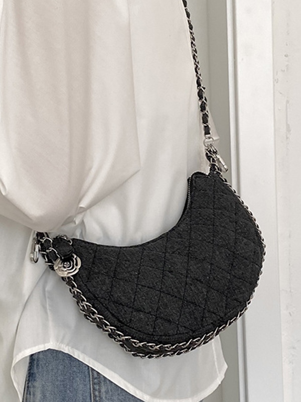 Denim Rhombus Chain Crossbody Bag