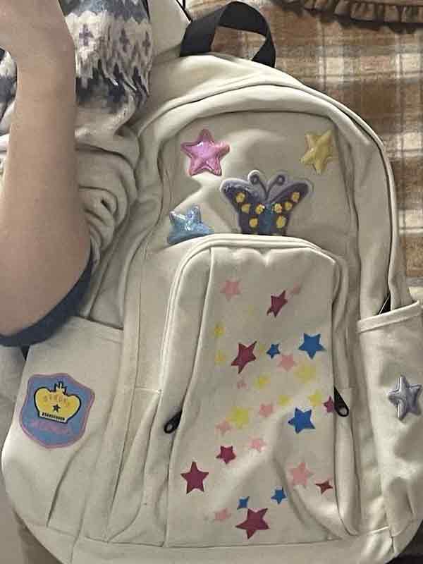 Colorful Star Decor Large Capacity Waterproof Backpack