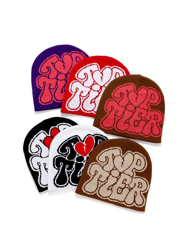 Contrast Color Letter Print Beanie Hat