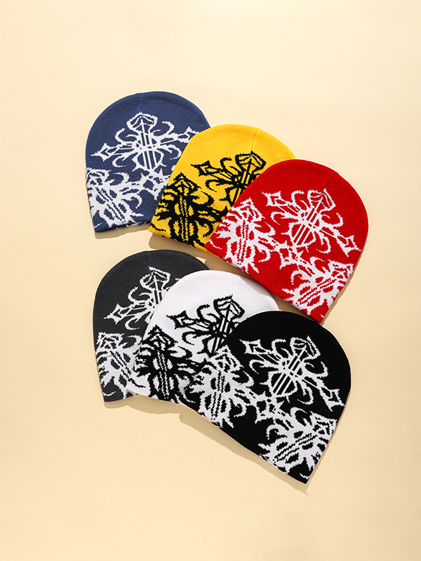 Hip Pop Cross Print Beanie Hat
