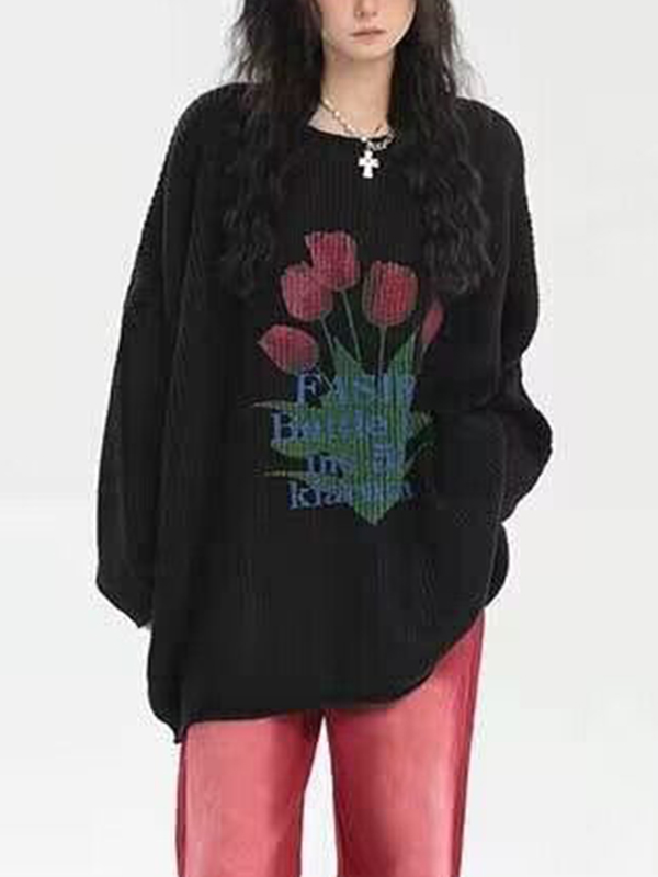 Tulip Jacquard Loose Sweater