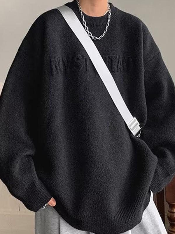 Men’s Three Dimensional Letter Jacquard Sweater