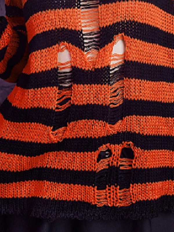 Stripe Cutout Smock Long Sleeve Knit