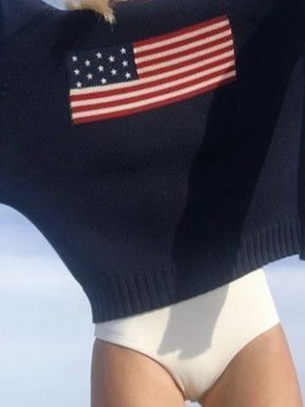 Flag Jacquard Pullover Sweater