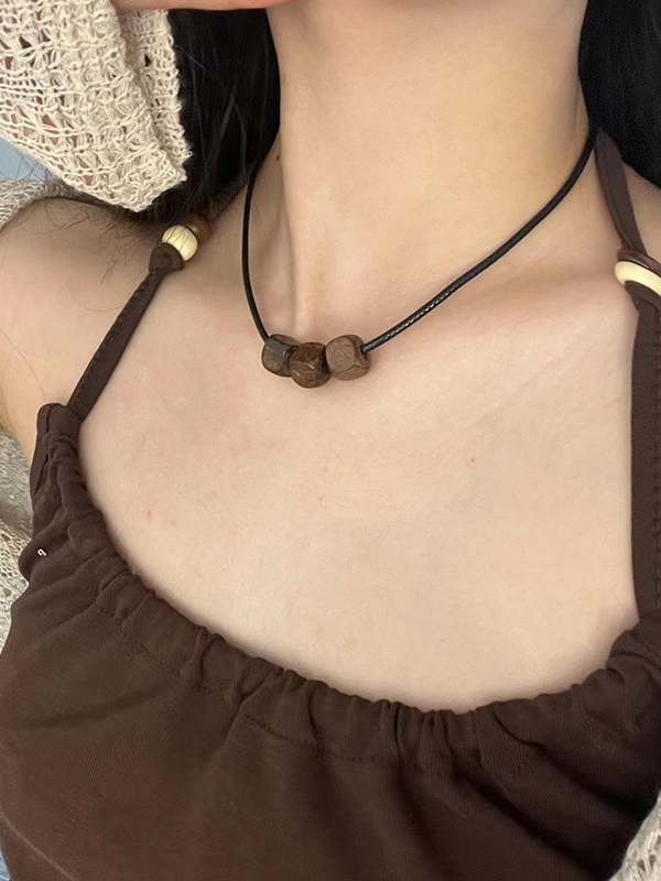 Boho Wooden Bead Connected Necklace