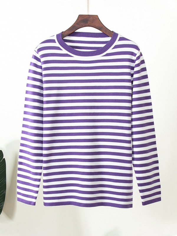 Striped Crew Neck Knit Sweater