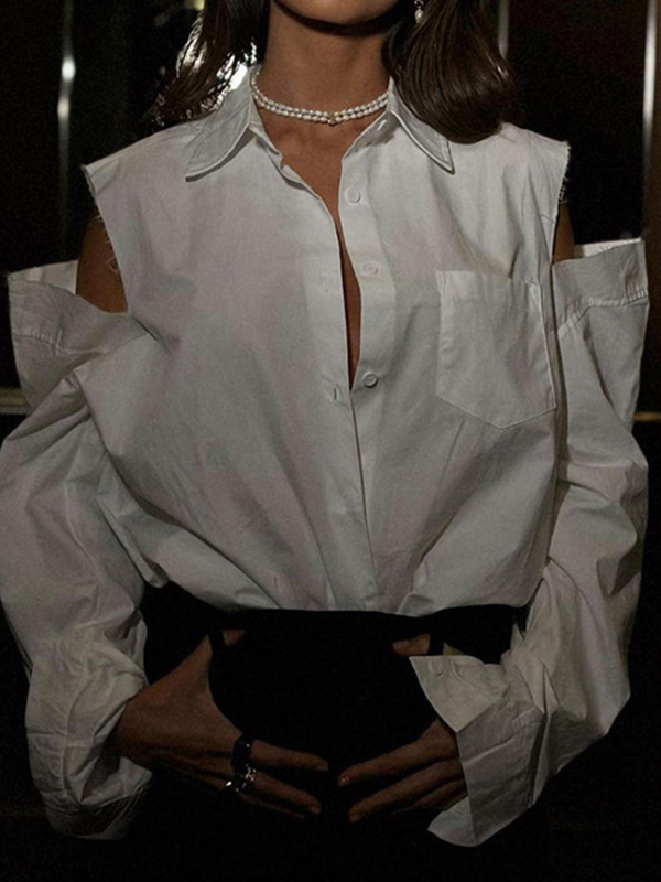 Off Shoulder Loose Long Sleeve Blouse