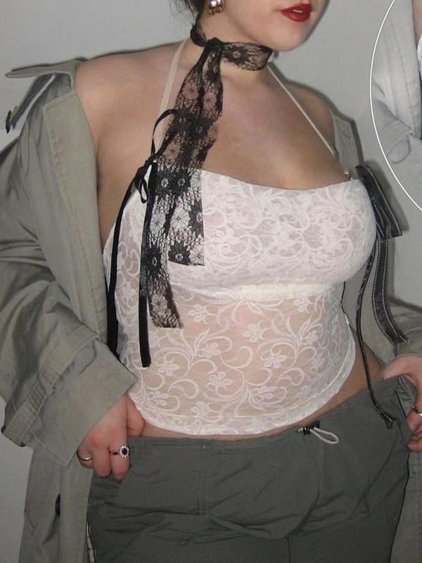 See Through Lace Backless Halter Vest