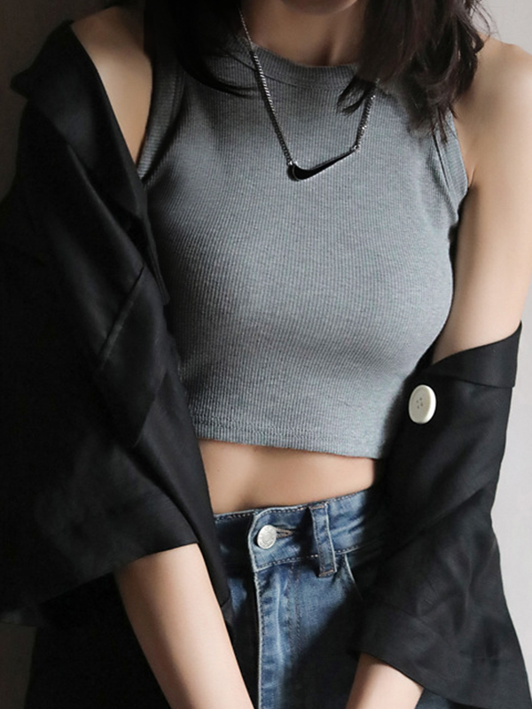 Plain Crewneck Short Tank Top