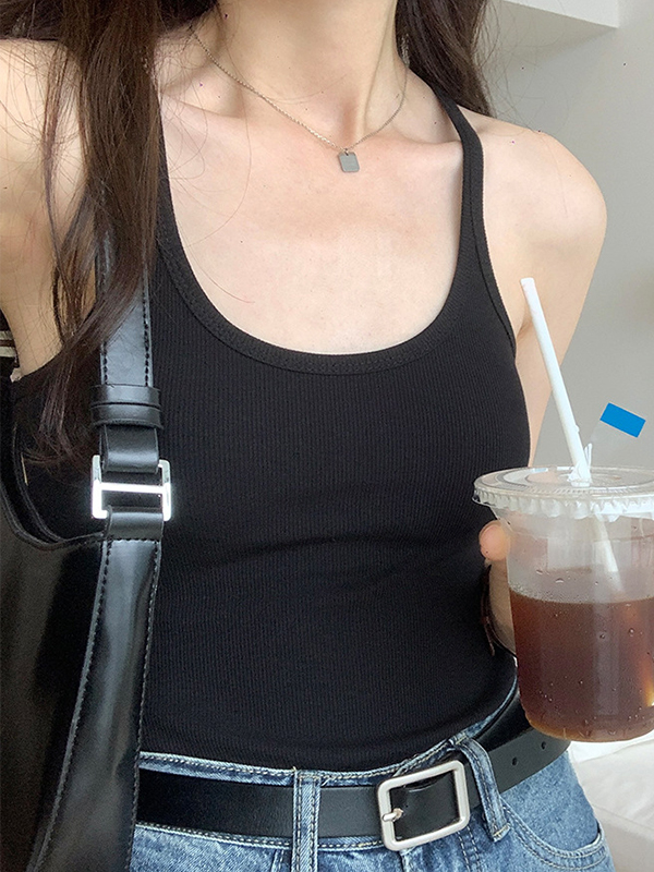 Plain High Elastic Slim Fit Cami Top