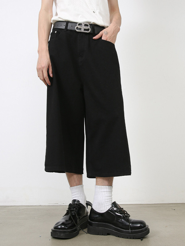 Men’s Loose Casual Denim Cropped Pants Shorts