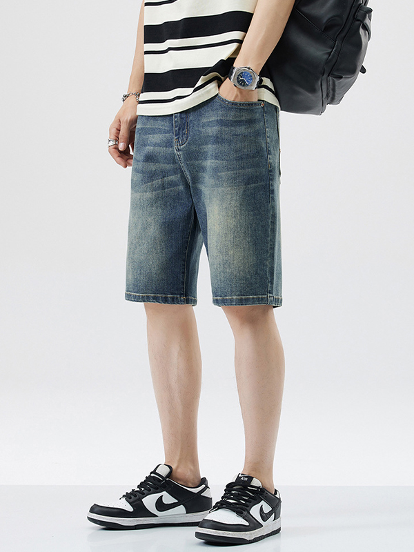 Men’s Plain Denim Straight Shorts