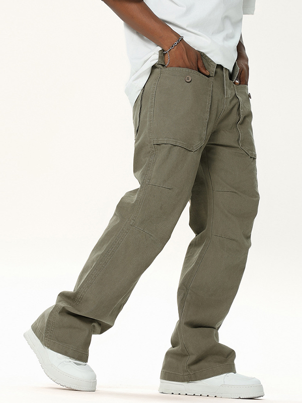Men’S Plain Casual Straight Cargo Pants