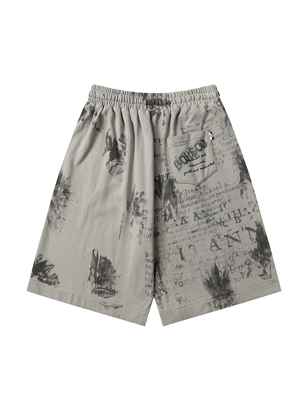 Men’S Graffiti Letter Print Casual Shorts