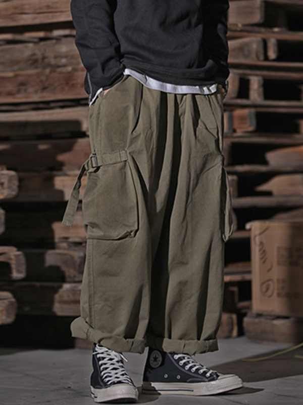 Men’S Loose Large Pocket Wide Leg Cargo Pants